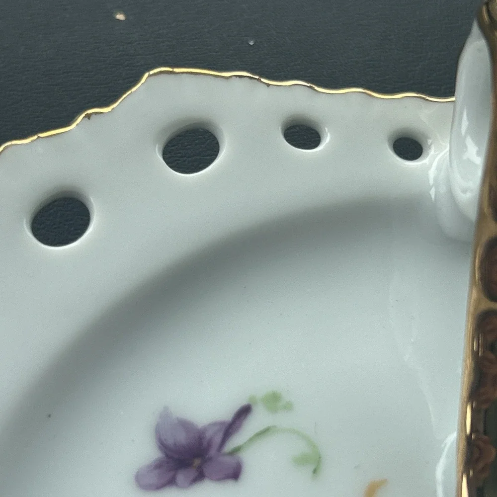 VINTAGE NORCREST SWEET VIOLET Lemon Plate Gold Handled (MODEL 5/482) Japan